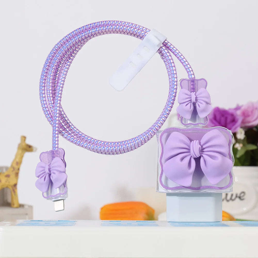 Flower Silicon Charger Case For iPhone 15 14 13 Pro Max 18 20w EU Charger Protective Cover Charger Head Sleeve Cable Protector