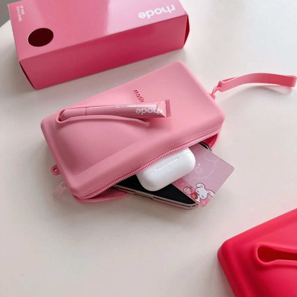 Rhode Crossbody Lanyard Cosmetic Bag Case Lipstick Phone Portable Organizer Wrist Strap For iPhone 16 15 14 13 12 Pro Max Cover