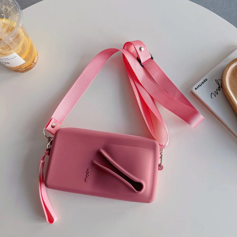 Rhode Crossbody Lanyard Cosmetic Bag Case Lipstick Phone Portable Organizer Wrist Strap For iPhone 16 15 14 13 12 Pro Max Cover