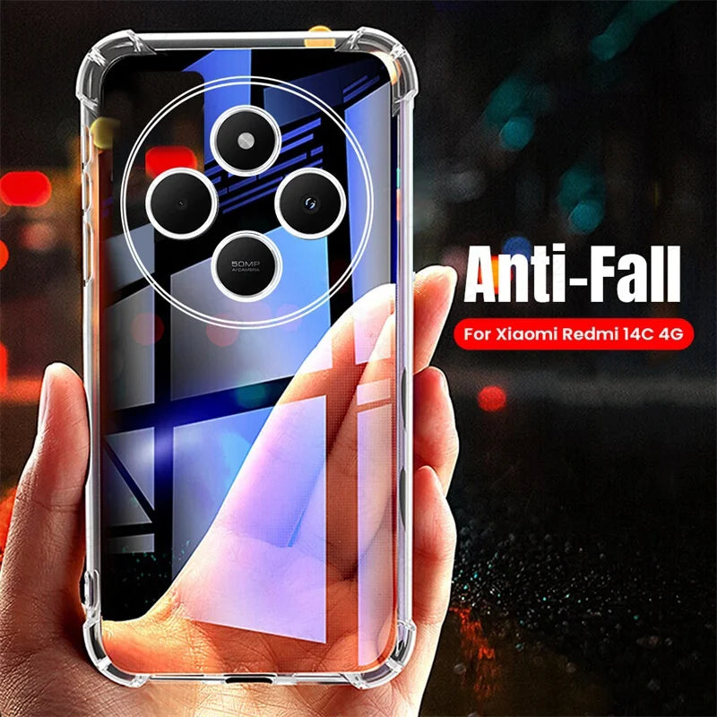 Shockproof Phone Case For Xiaomi Redmi 14C 12C 12 9C 9 9A Soft Clear Silicone Cases Redmi 13C 10C 10A 10 4G 5G A3 Turbo 3 Cover