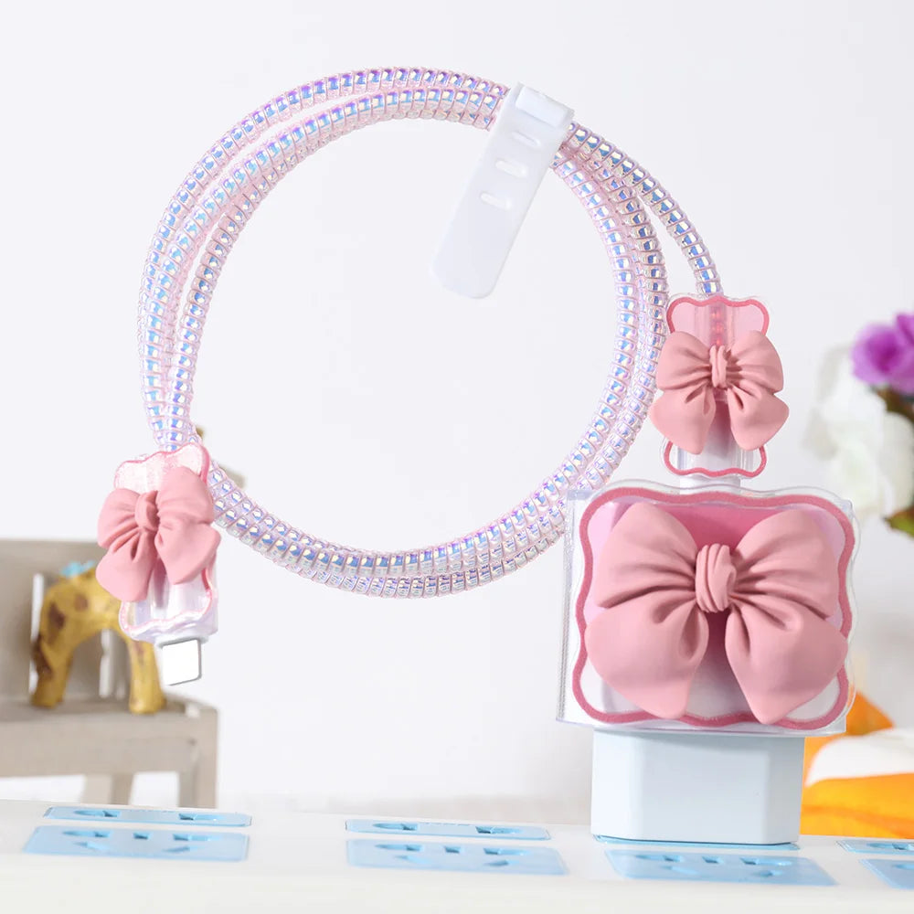 Flower Silicon Charger Case For iPhone 15 14 13 Pro Max 18 20w EU Charger Protective Cover Charger Head Sleeve Cable Protector