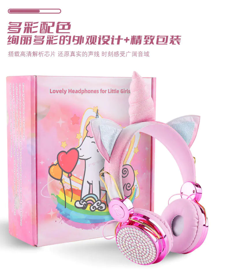 Verkabelte Einhorn Cartoon Kopfhörer für Kinder (Geschenk)