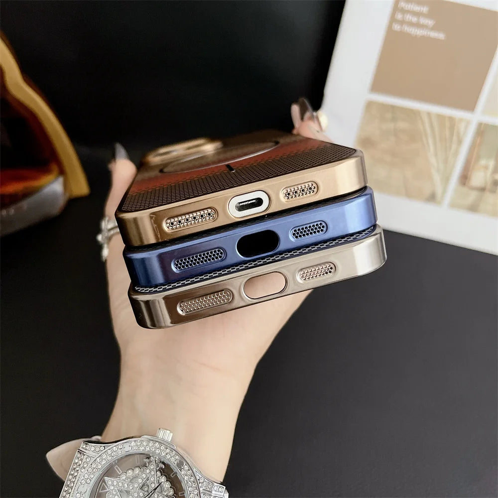 Luxury For Magsafe Gradient Kevlar Carbon Fiber Phone Case For iPhone 16 15 14 13 Pro Max Wireless Charge Colorful Back Cover