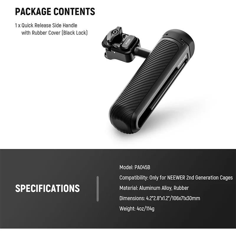 NEEWER Quick Release Side Handle Grip for 2 Gen Phone Cages PA045B PA045S PA005E for iPhone 15 Pro Max/15 Pro Samsung S24 Ultra