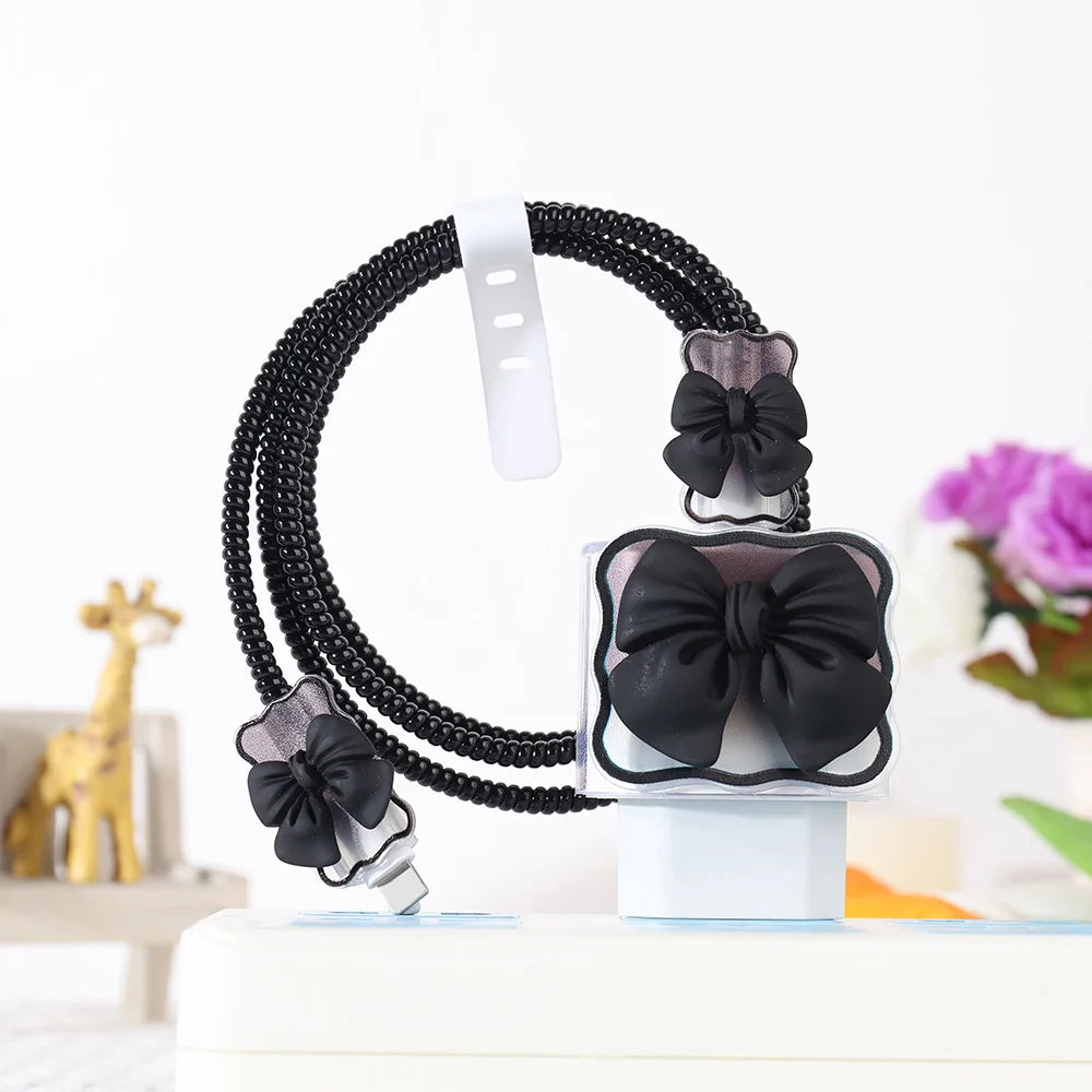 Flower Silicon Charger Case For iPhone 15 14 13 Pro Max 18 20w EU Charger Protective Cover Charger Head Sleeve Cable Protector