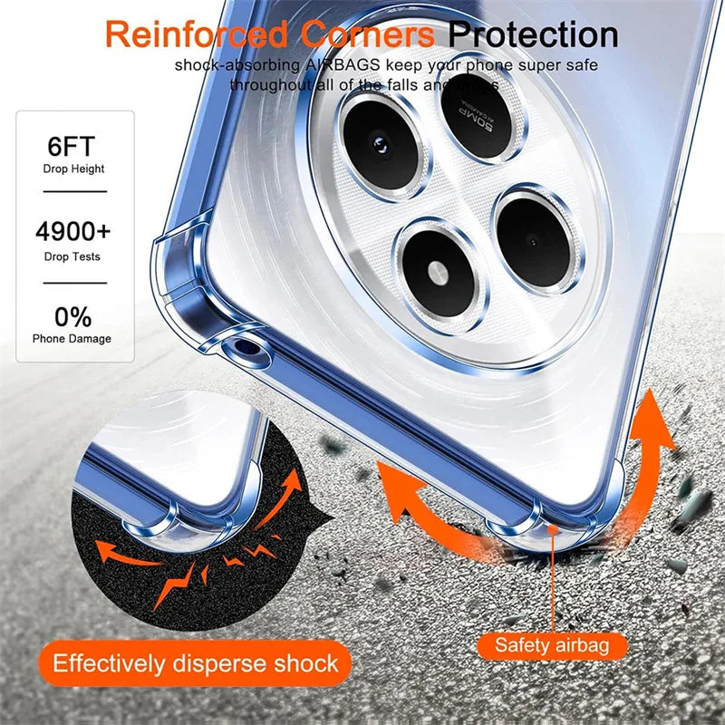 Shockproof Phone Case For Xiaomi Redmi 14C 12C 12 9C 9 9A Soft Clear Silicone Cases Redmi 13C 10C 10A 10 4G 5G A3 Turbo 3 Cover