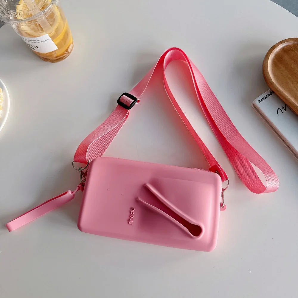 Rhode Crossbody Lanyard Cosmetic Bag Case Lipstick Phone Portable Organizer Wrist Strap For iPhone 16 15 14 13 12 Pro Max Cover