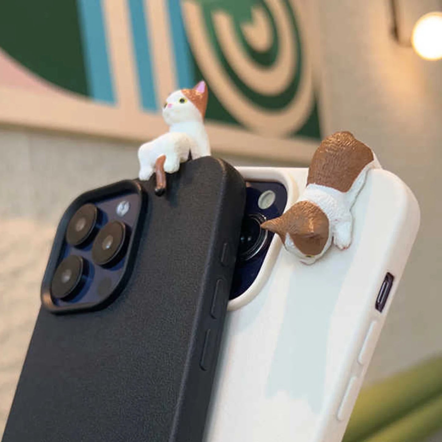 Cute And Adorable 3D Sleeping Cat And Dog Phone Case for iPhone 11 12 13 14 15 16 Pro Max + Plus Unique Anti-Fall Back Cover