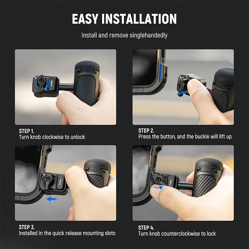 NEEWER Quick Release Side Handle Grip for 2 Gen Phone Cages PA045B PA045S PA005E for iPhone 15 Pro Max/15 Pro Samsung S24 Ultra