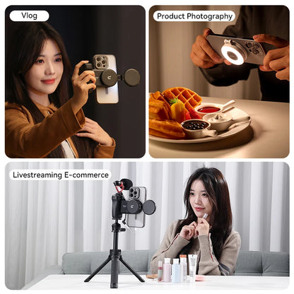 Ulanzi LM19 MagSafe Light Portable Selfie Light for iPhone 16 15 14 13 12 Pro Max Fill Light Phone Stand for Selfie Video Vlog