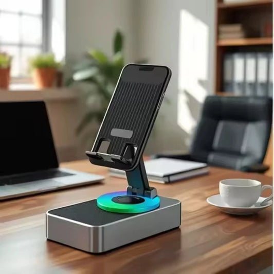 3 in 1 Phone Holder Collapsible Speaker Bluetooth Sound Box Portable 360 Degree Rotation Stand Power Bank for iPad Cell Phone