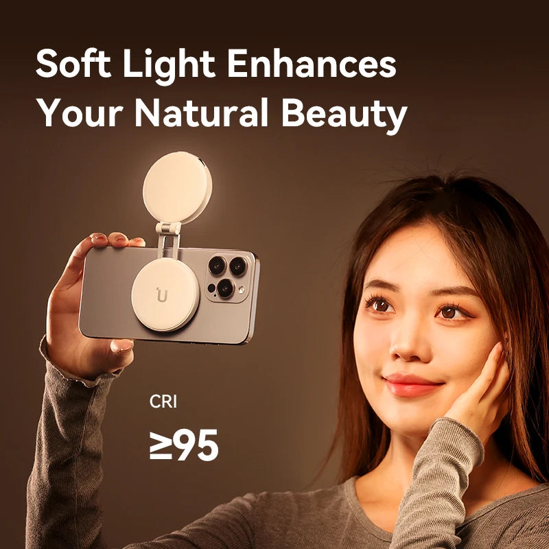 Ulanzi LM19 MagSafe Light Portable Selfie Light for iPhone 16 15 14 13 12 Pro Max Fill Light Phone Stand for Selfie Video Vlog