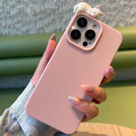 Cute And Adorable 3D Sleeping Cat And Dog Phone Case  for iPhone 11 12 13 14 15 16 Pro Max + Plus Unique Anti-Fall Back Cover