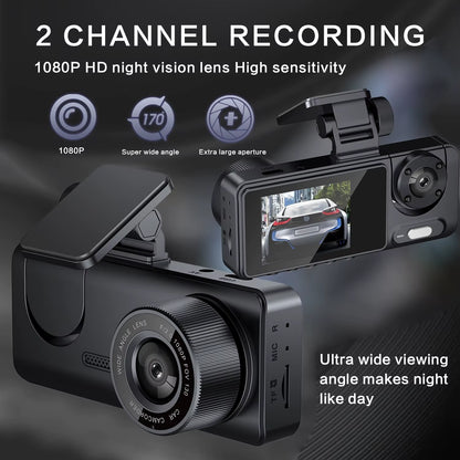 New Car 2-Recorder High-Definition Night Vision 1080P Car Driving Recorder Suction Cup 2-Lens Car Front and inside Video