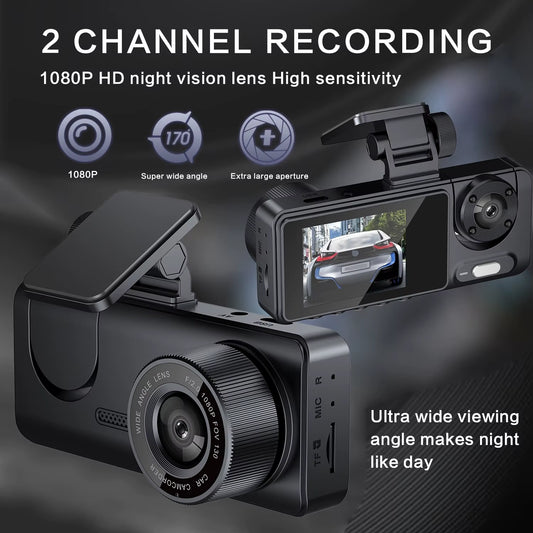 New Car 2-Recorder High-Definition Night Vision 1080P Car Driving Recorder Suction Cup 2-Lens Car Front and inside Video