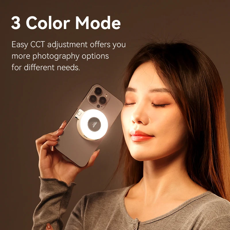 Ulanzi LM19 MagSafe Light Portable Selfie Light for iPhone 16 15 14 13 12 Pro Max Fill Light Phone Stand for Selfie Video Vlog