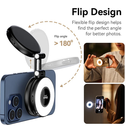 Ulanzi LM19 MagSafe Light Portable Selfie Light for iPhone 16 15 14 13 12 Pro Max Fill Light Phone Stand for Selfie Video Vlog